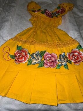 Yellow Floral Embroidered Sundress